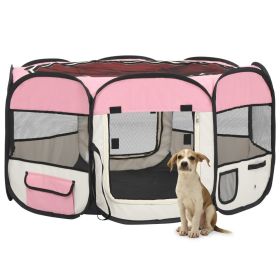 Dog Playpen Pink and cream Polyester 49.2 in x 49.2 in x 24.0 in